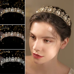 Vintage Classic Round Crown Explosive Hair Bands for Women Luxury Hollowed Out Shiny Rhinestone Tiara Bridal Wedding Headpieces