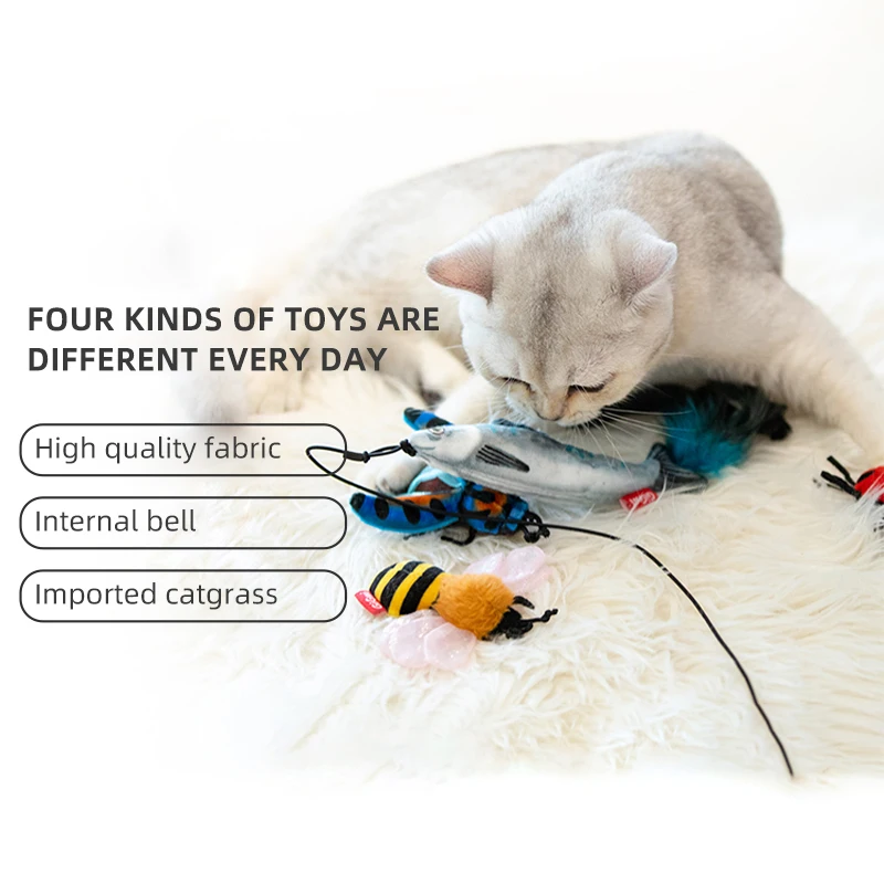 GiGwi Cats Gift Set Feather Toys Flying Dance Series Pets Simulated Fish Toy Cat Teaser Stick Interactive Pet Supplies