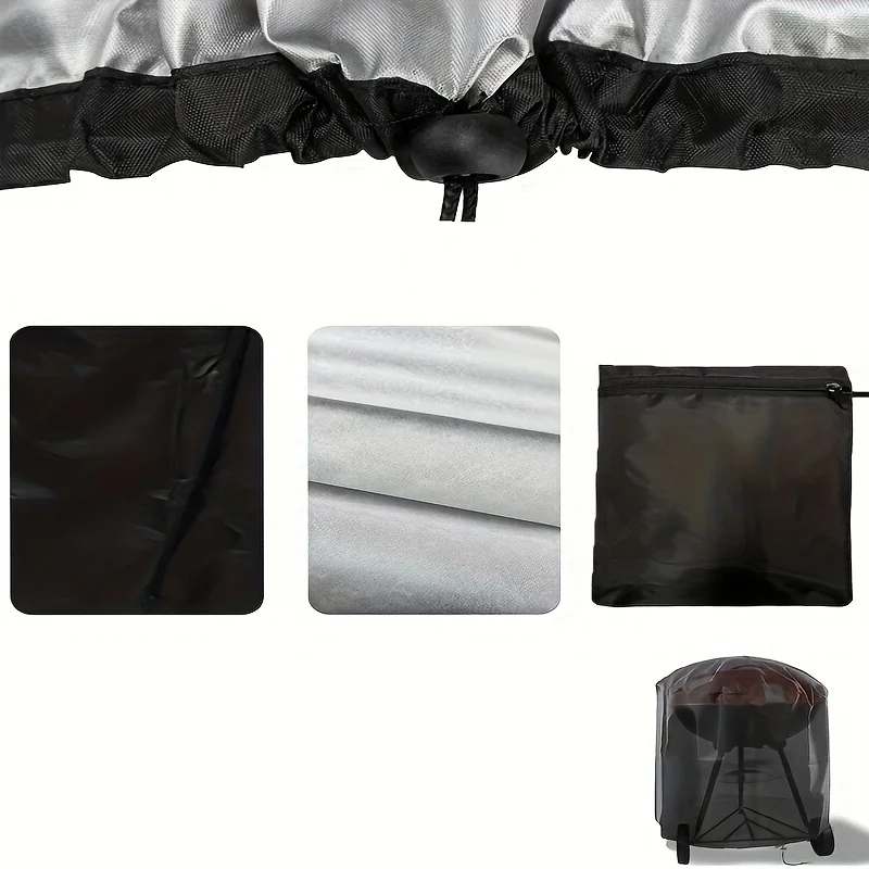 Imagen 6: Funda Redonda para Parrilla de Barbacoa, Protector Universal para Barbacoa Resistente al Viento, Desgarros e Impermeable para Exteriores, Solo Funda