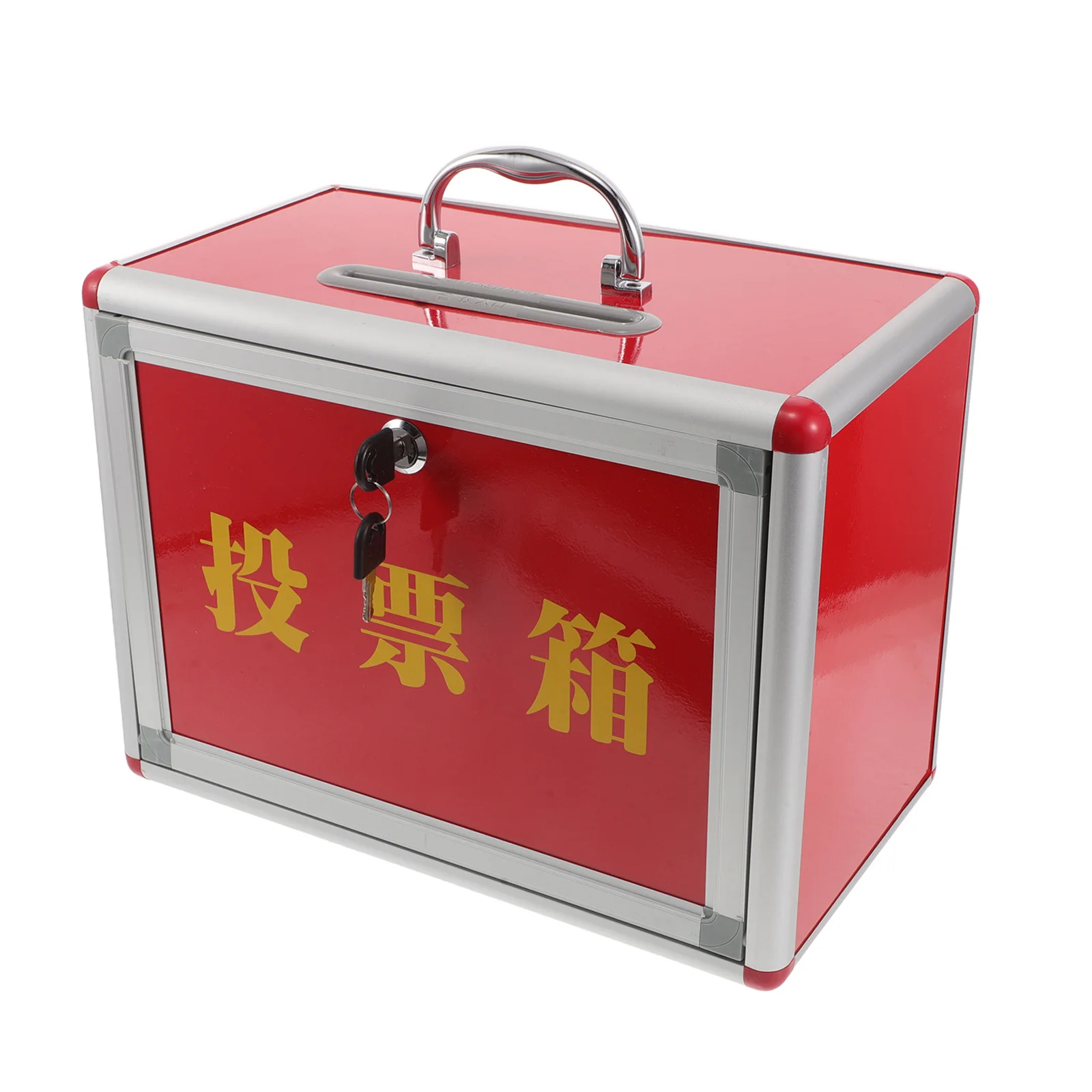 

13.3x9.8 Inch Lockable Donation Box Red Voting Container with Slot for Election Raffles Fundraising Events