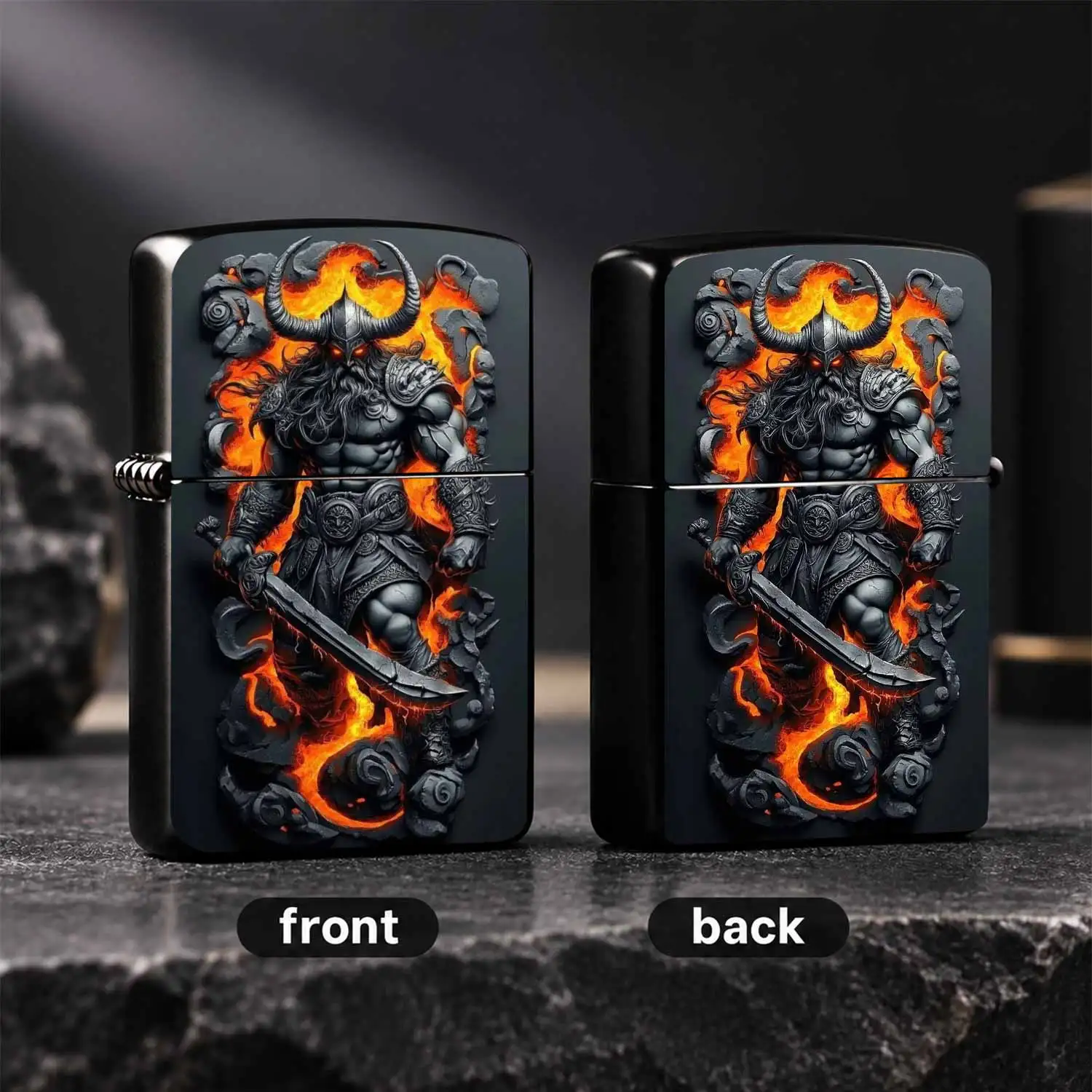 Viking Berserker Embossed Lighter, Retro Cool Dark Aesthetic Portable Ignition Tool For Camping, Candle And Incense Lighting, Unique Practical Festival Gift For Family, Friends And Medieval Style Enthusiasts For All Scenarios A Humorous And