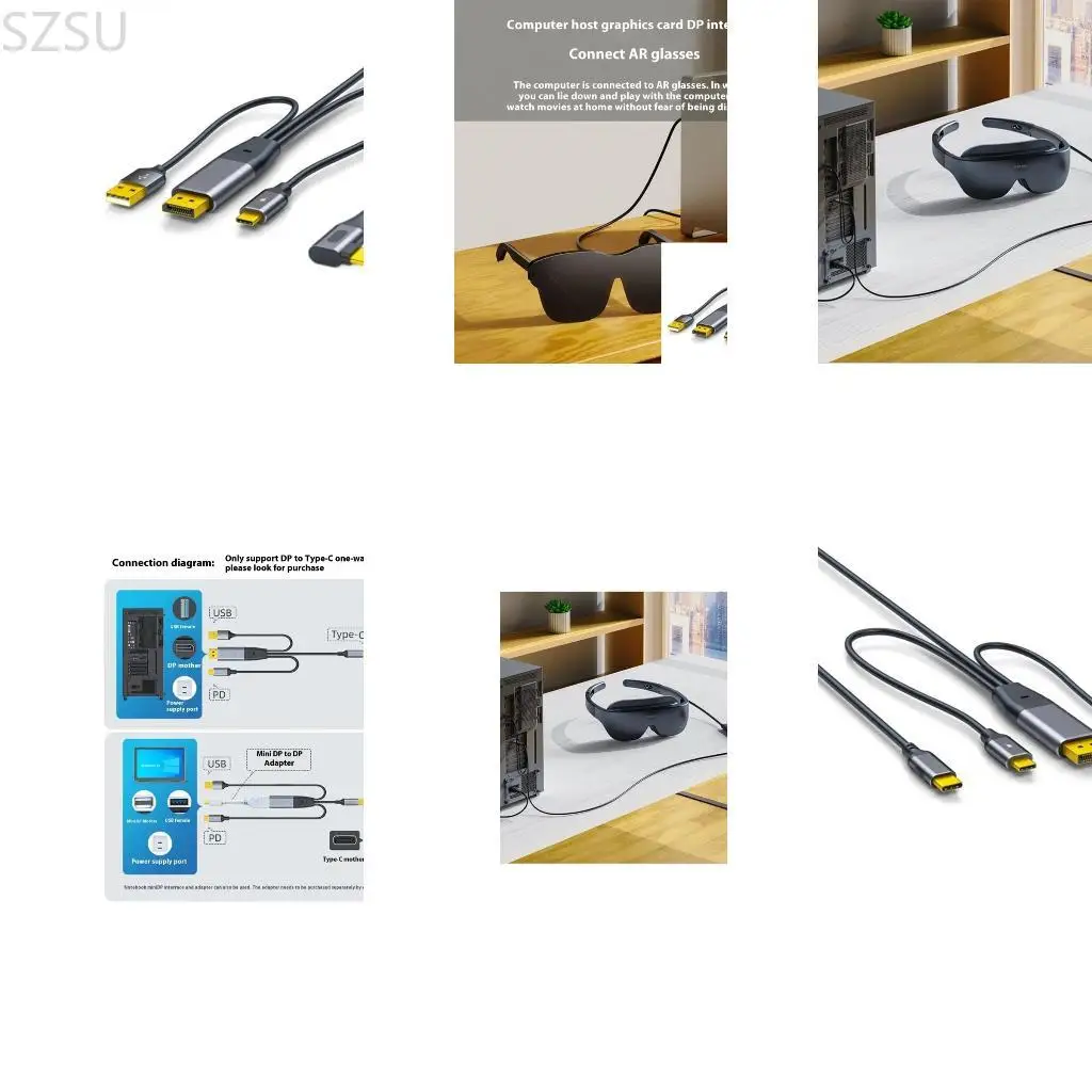 SZSU Premium DP To USB C 4K60Hz 2M Cord Supports Touch Control Portable Displays