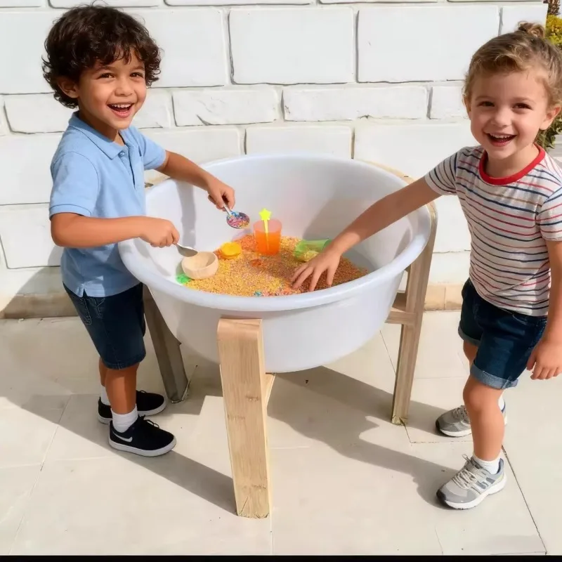 Clear round sensory basin mixing basin Montessori sensory tray game table