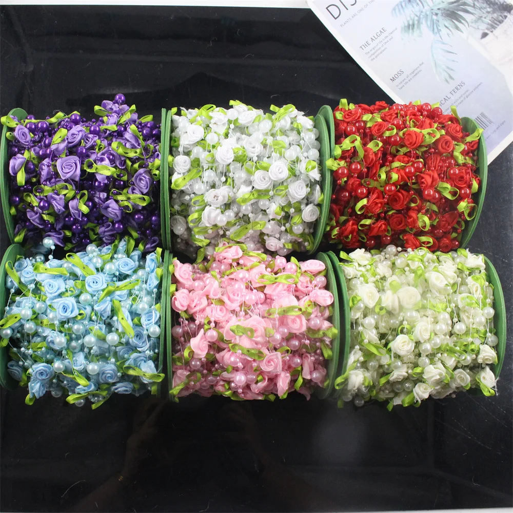 25 Meters Rose Bead Chain Roll Wedding Decoration DIY Garland Pearl Beads for Jewelry Making Gift Wrapping Party Supplies