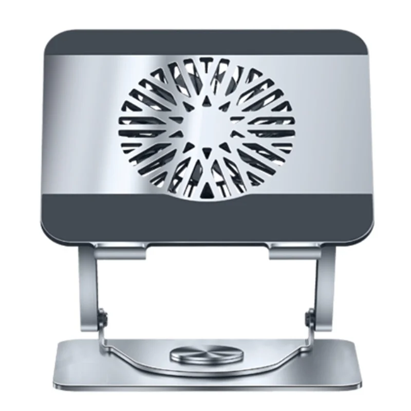

GW-Grey Metal Laptop Holder With 360-Degree Rotation And Cooling Fan For Gaming, Universal Dual Shaft Design
