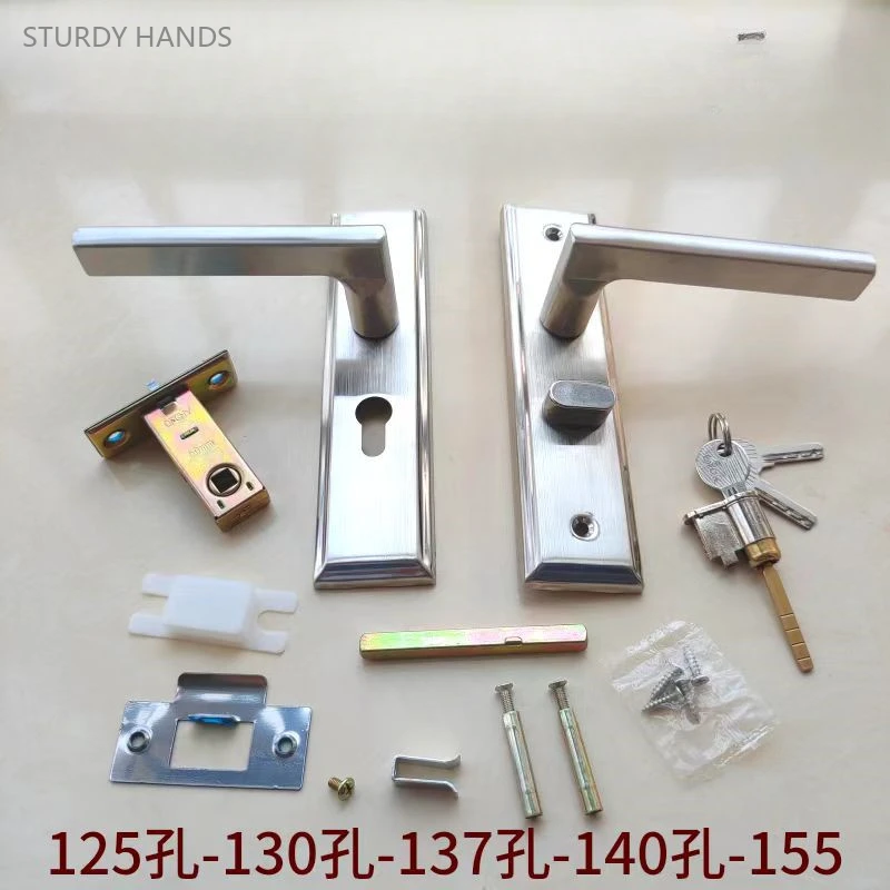 Imagem -03 - Maçanetas de Porta de Madeira com Chaves Alike com Chave Quarto de Banheiro Acessórios de Hardware Conjunto Aço Inoxidável