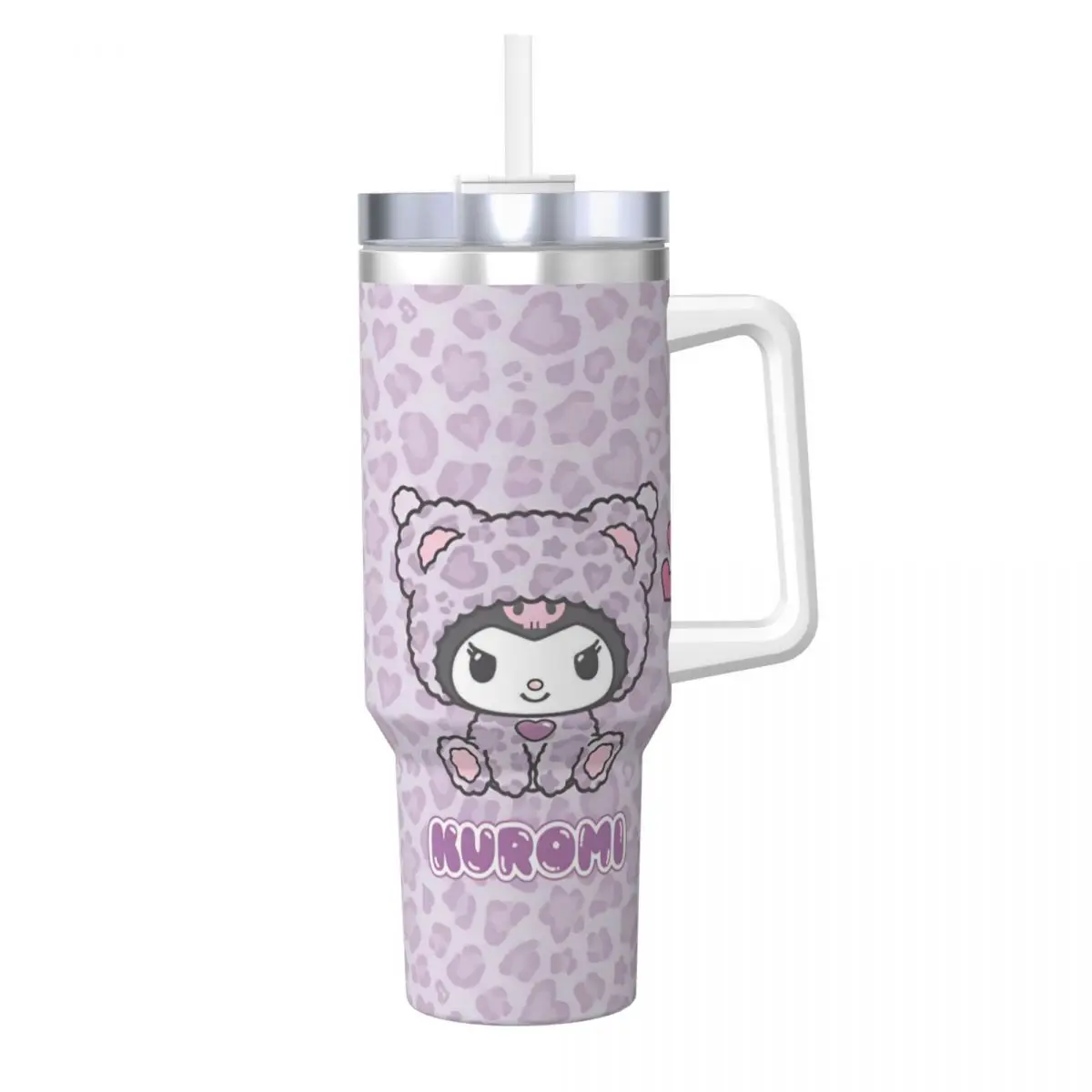 

Kawaii Black Kuromi стакан из нержавеющей стали термочашки для кемпинга с соломинкой и крышкой автомобильные кружки большой емкости