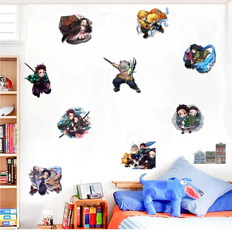 Demon Slayer 3DDIY Stitching Wall Stickers Anime PVC Room Decoration Stickers Kamado Tanjirou Children Toys Birthday Gift