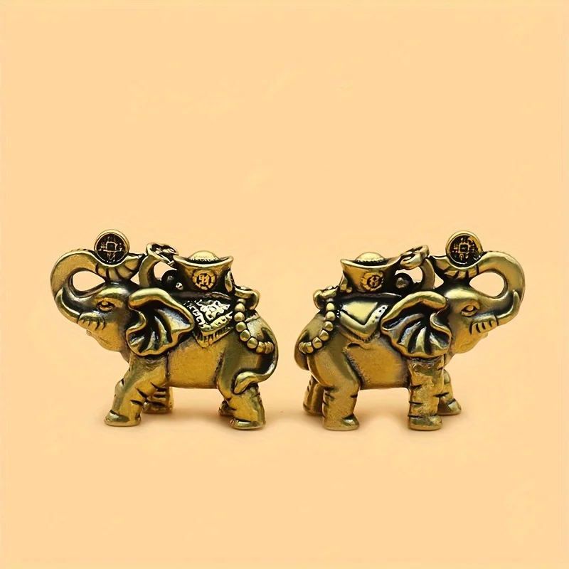 1 Piece Vintage Brass Elephant Statue, Prosperity Animal Statue for Indoor and Outdoor Decoration, No Electricity Required, Vers