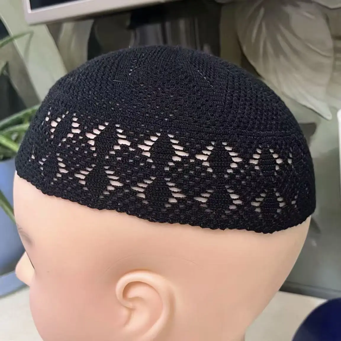 Muslim Caps For Men Clothing Women Skull Prayer Hat  Knitted Mesh Kufi Kippah Islamic Saudi Arabia Jewish Summer Black 0717