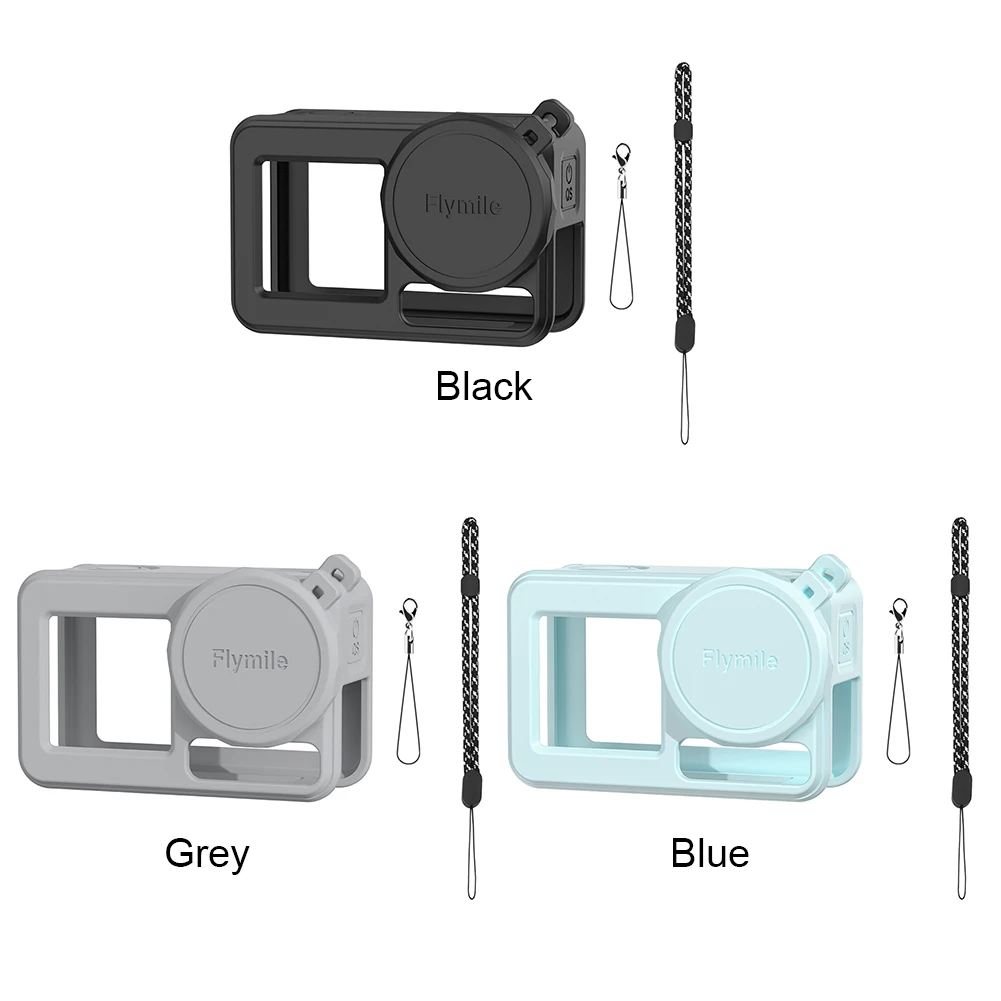 غطاء عدسة واقٍ مع حبل حماية كامل غطاء حماية من السيليكون لملحقات كاميرا DJI Osmo Action 5 Pro