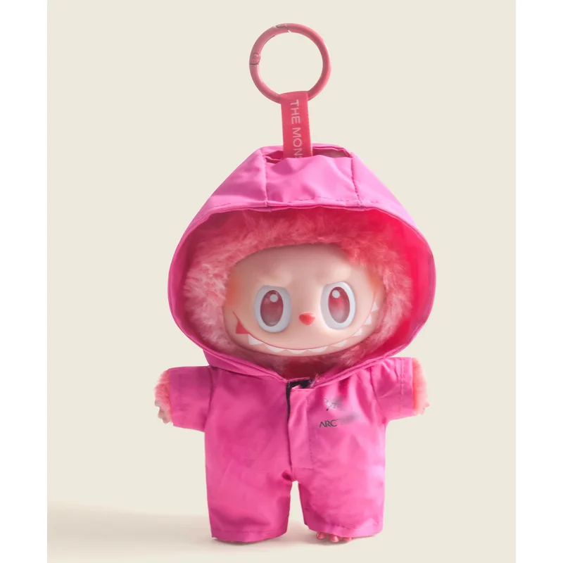 

For Labubu Adorable Pink One-Piece Suit Set Third Generation Labubu Raincoat Doll Hat Clothes 17cm Cute Pullip Doll Accessories