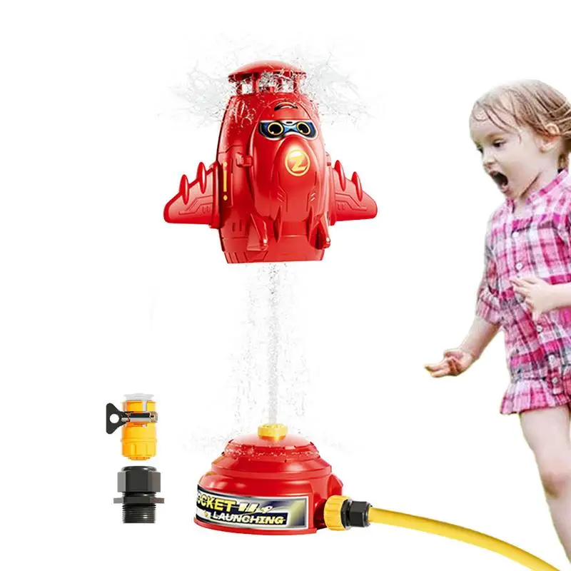 Space Rocket Sprinkler Cute Rocket Water Rockets For Kids 360 Rotating Interactive Sprinkler For Kids Outdoor Play Summer Water