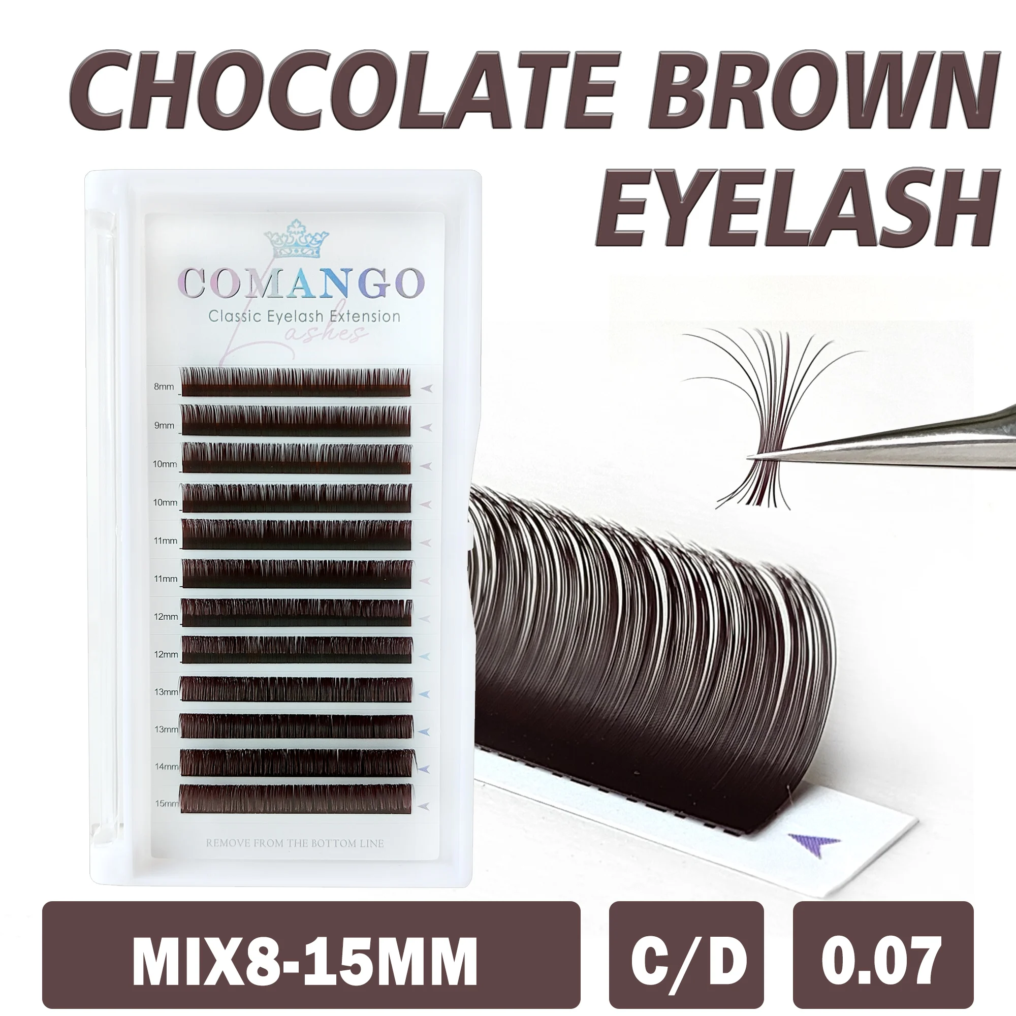 CoMango Pure Chocolate Brown Individual Lash Extension Cat Eye Premium Color Cashmere Fake Lashes Volume Fans Lifting Makeup