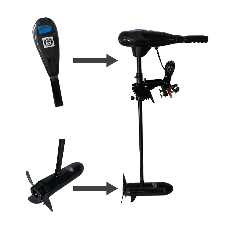 PVC Inflatable Kayak 88lbs 24V Electric Brush Motor Outboard Trolling Engine Transom Mounted Three Blades Propeller