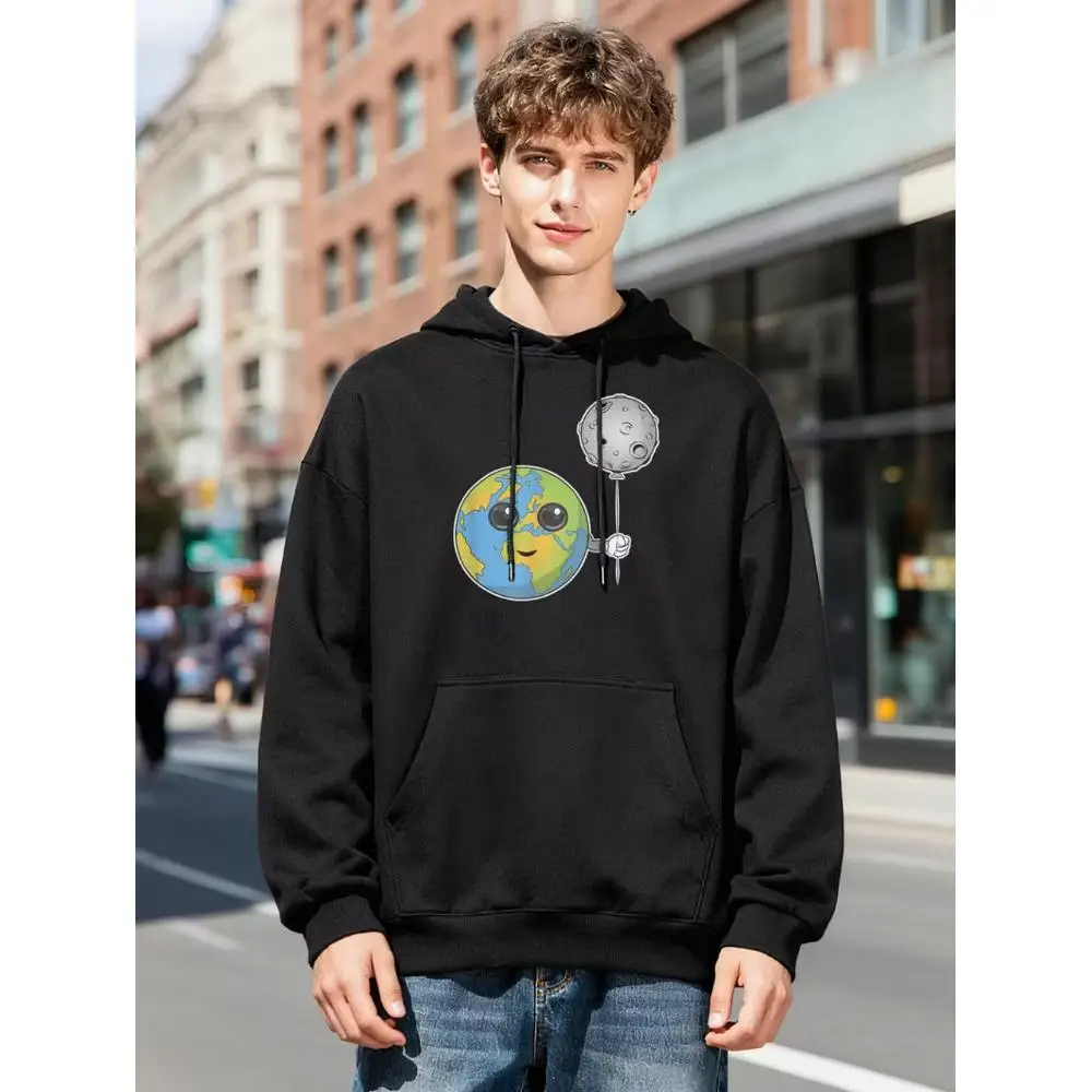 

CLOOCL Модная мужская толстовка с капюшоном на осень и зиму с забавным принтом на тему космоса и изображением Земли и Луны.