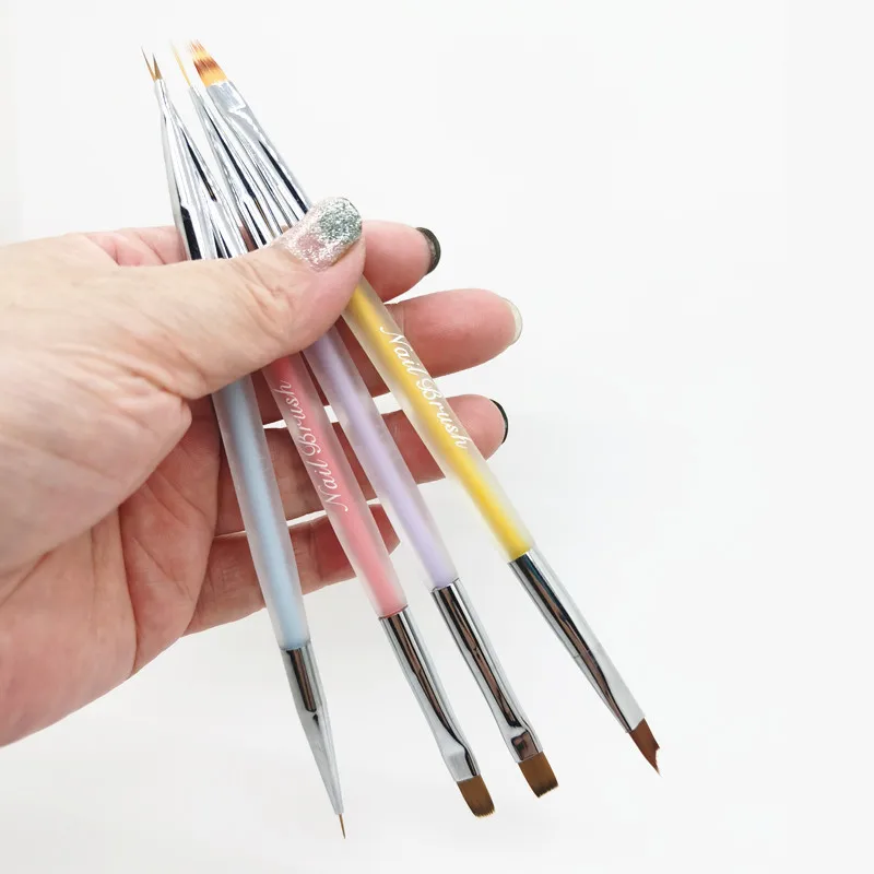 1/4PCSDダブルヘッドクリスタルハンドルネイルブラシライナーブラシペイントペンジェルブラシクリスタルネイルアートマニキュア