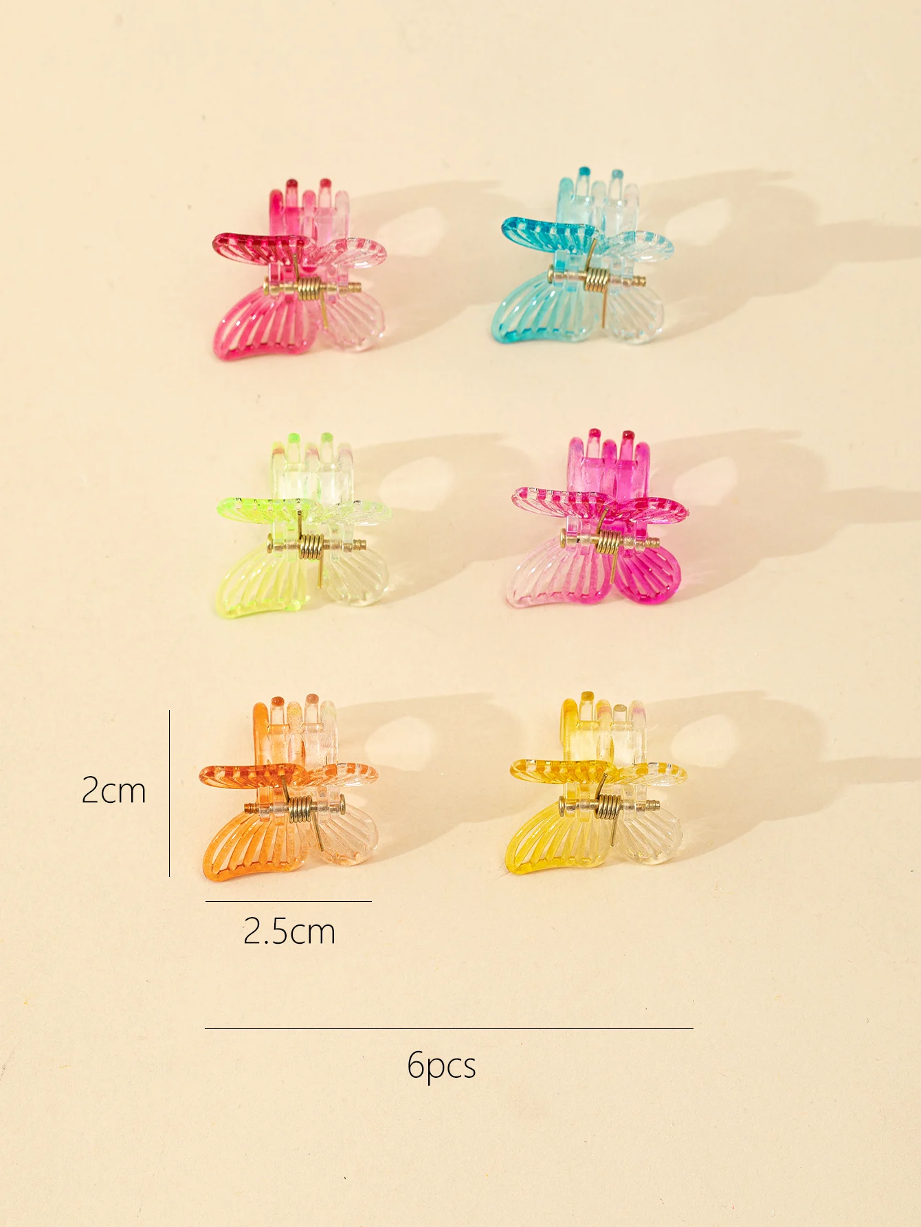 6PCS Cute Mini Butterfly Hair Claw Clips Fashion Decoration Headwear Kids Girls Plastic Small Hair Clip Accessories For Women