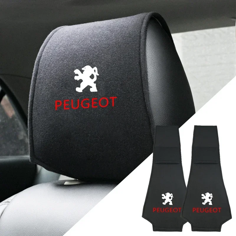 Car Logo Seat Backrest Headrest Cover Pillow Towel For PEUGEOT 106 206 306 406 107 207 307 407 301 308 2008 3008 Accessories