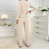 Vêtements de nuit femmes pyjama ensemble femme femmes maison vêtements pantalons ensembles femmes pyjamas été Pijama porter à manches longues sommeil salon 2