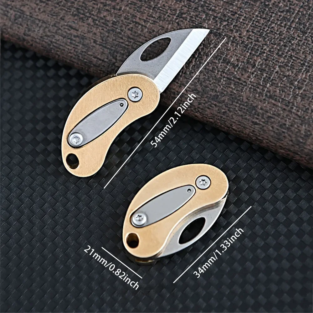 Brass Mini Art Knife Sharp Unpacking Express Knife Folding Knife Portable Keychain Hanger Pocket Knife Tool