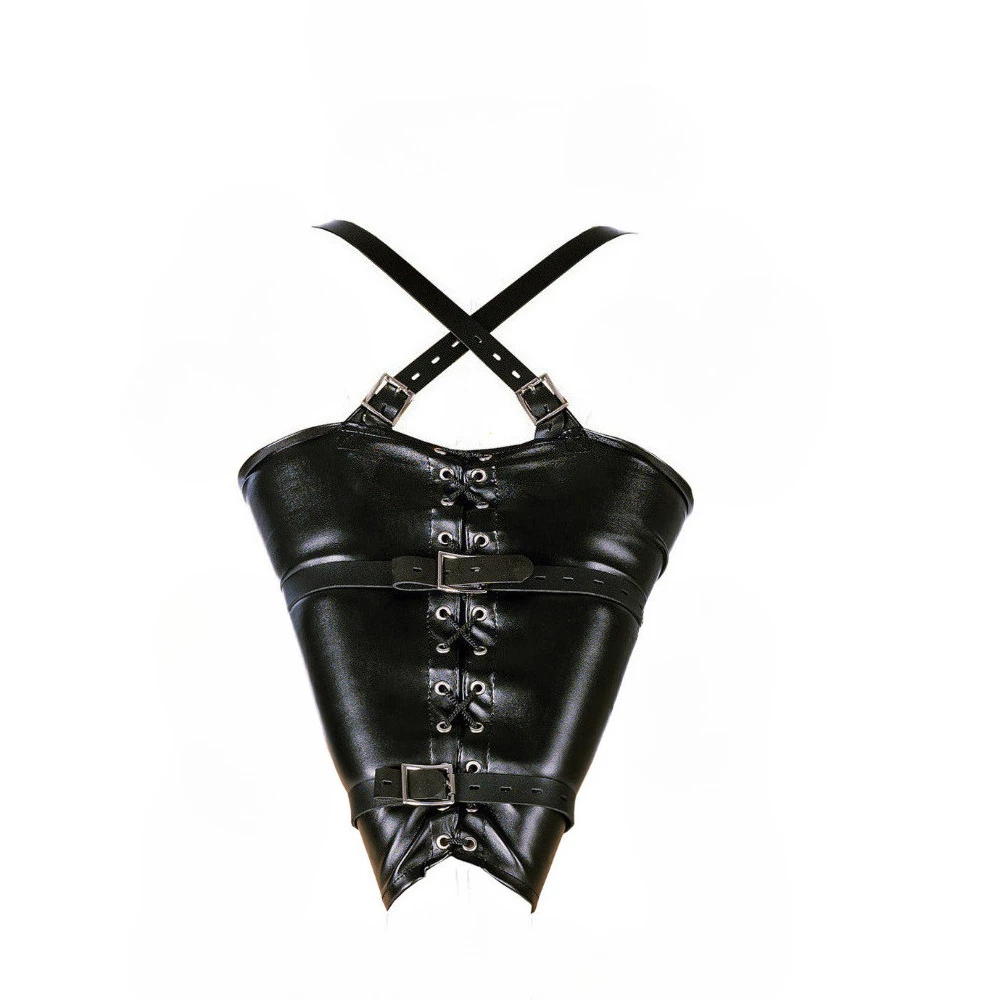 Leather Lace-up Single Glove Restraint  Bondage Straitjacket with Straps, Adult Sex Toy for BDSM & Adult Game