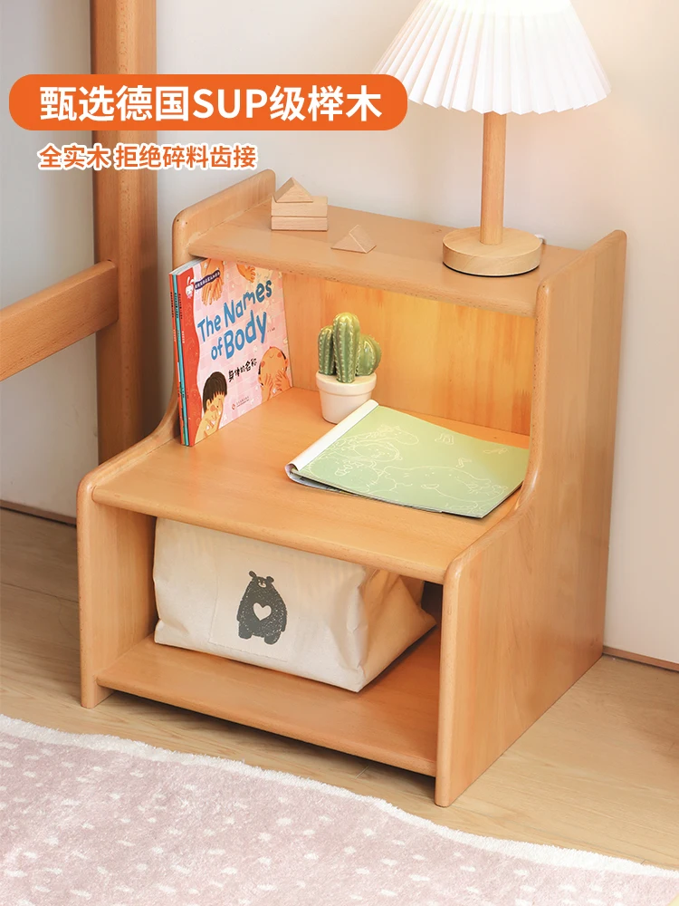 Xiao Qiao's wooden children's solid wood beech wooden footstool Nordic Japanese style small step ladder Children's