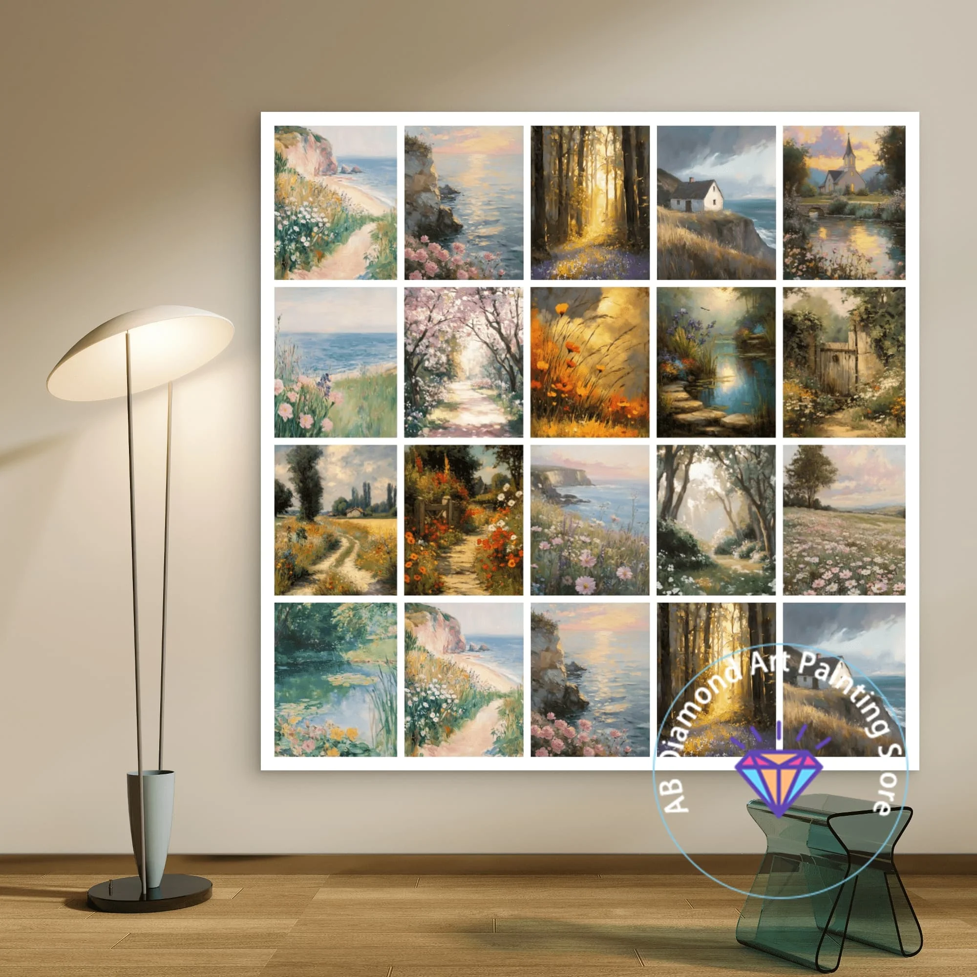 

Rural Forest Wildflower Forest Landscape AB Diamond Painting Kit 5D DIY Diamond Embroidery Handmade Art Gift Home Decoration