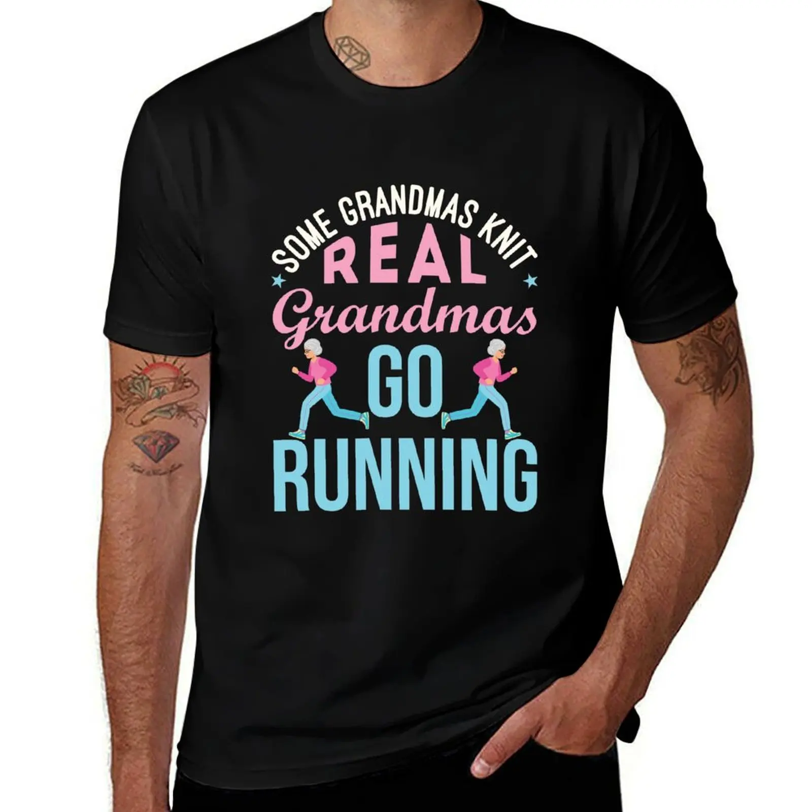 

Some Grandmas Knit Real Grandmas Go Running T-Shirt anime t shirts for man t shirts for man graphic funny T-Shirt