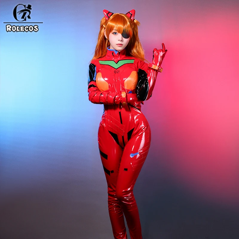 ROLECOS Anime eva Asuka Langley Soryu Cosplay Costume Asuka Combat Suit Women Halloween Carnival Party Red Bodysuit