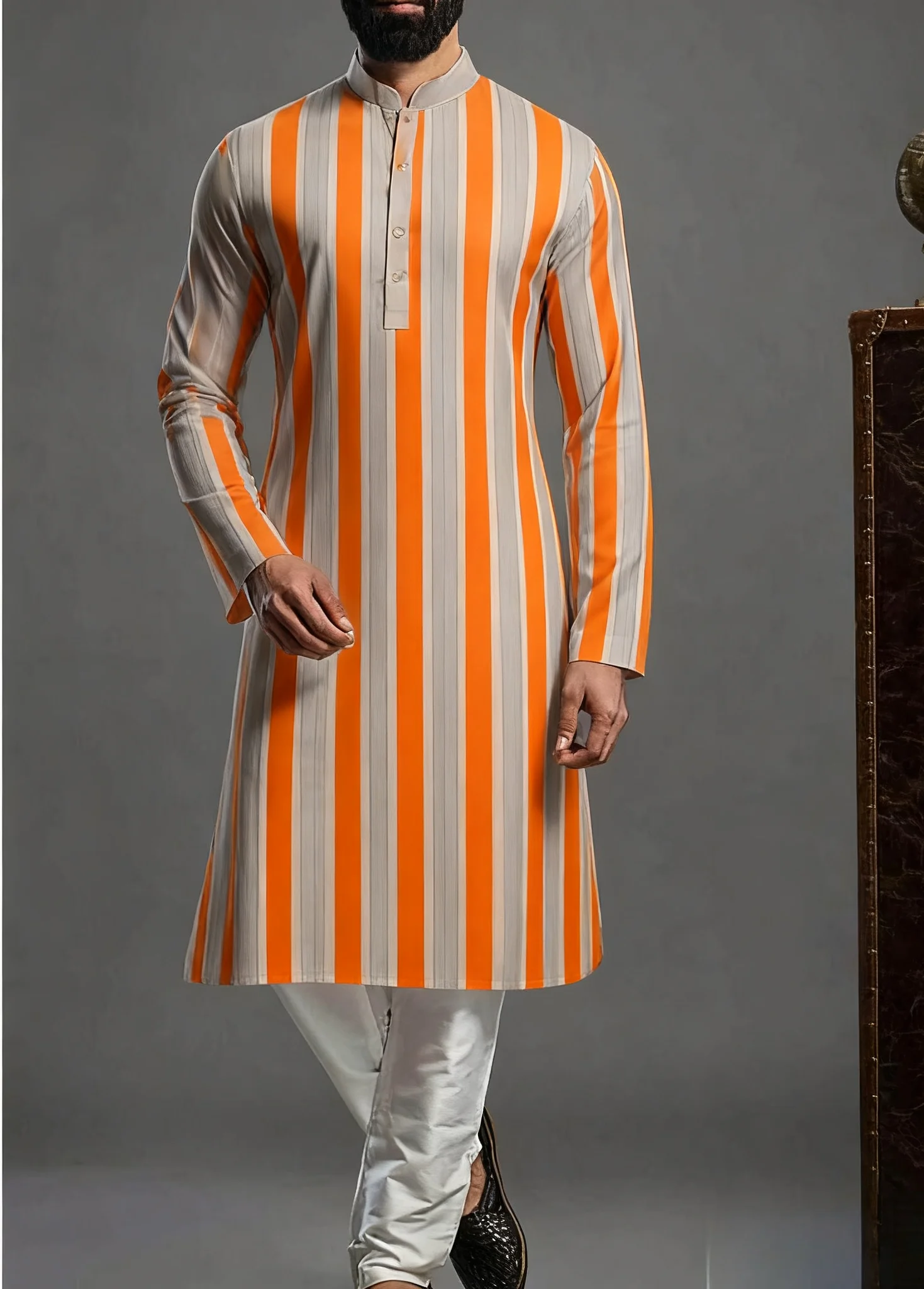 Kurt men's printed pattern kurta vardha fashionable casual fit regular robe suitable for all occasions2026