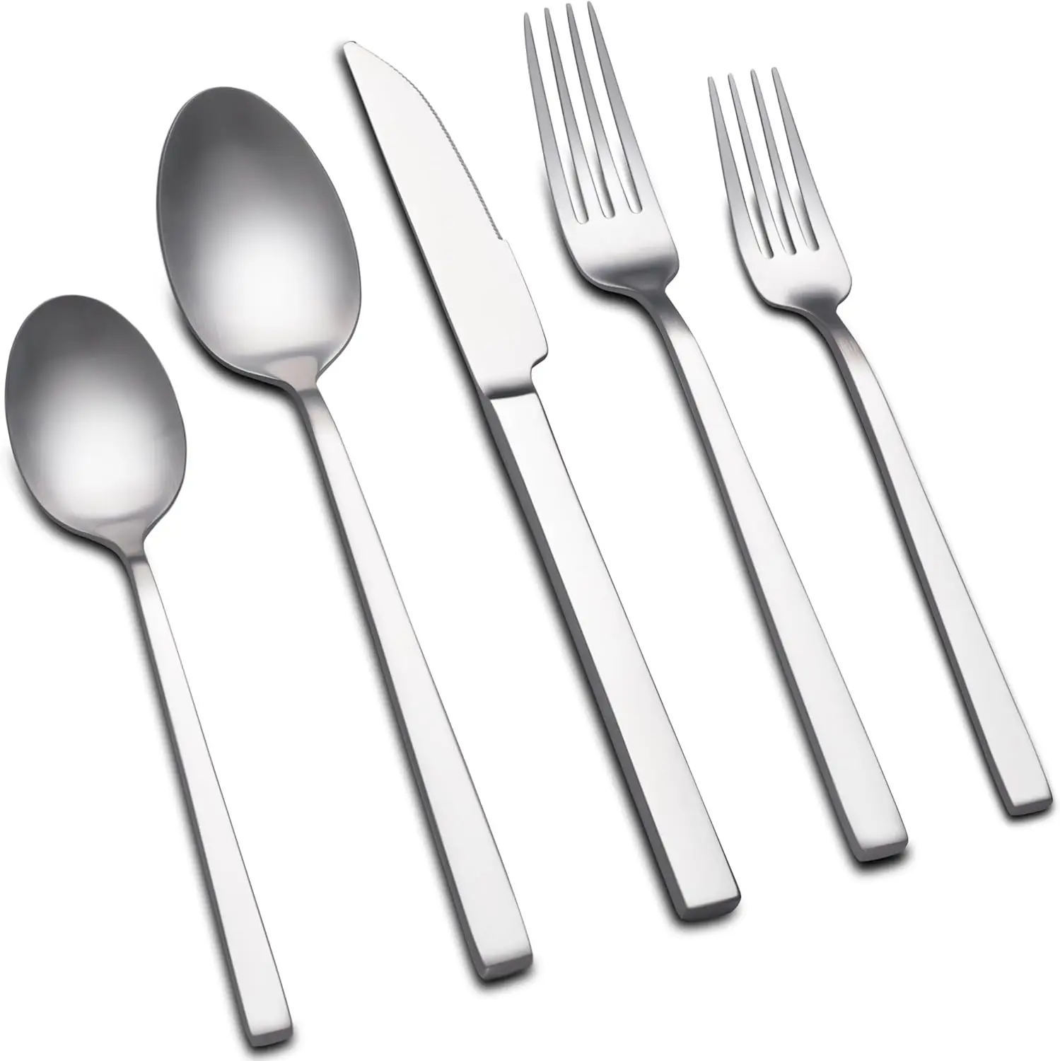 

40-Piece Matte Silverware Set for 8, Stainless Steel Flatware Cutlery with Ergonomic Design, Dishwasher Safe