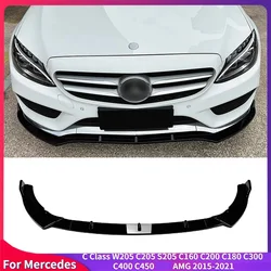 For Mercedes C Class W205 C205 S205 C160 C200 C180 C300 C400 C450 AMG 2015-2021 Front Bumper Lip Splitter Diffuser Body Kit