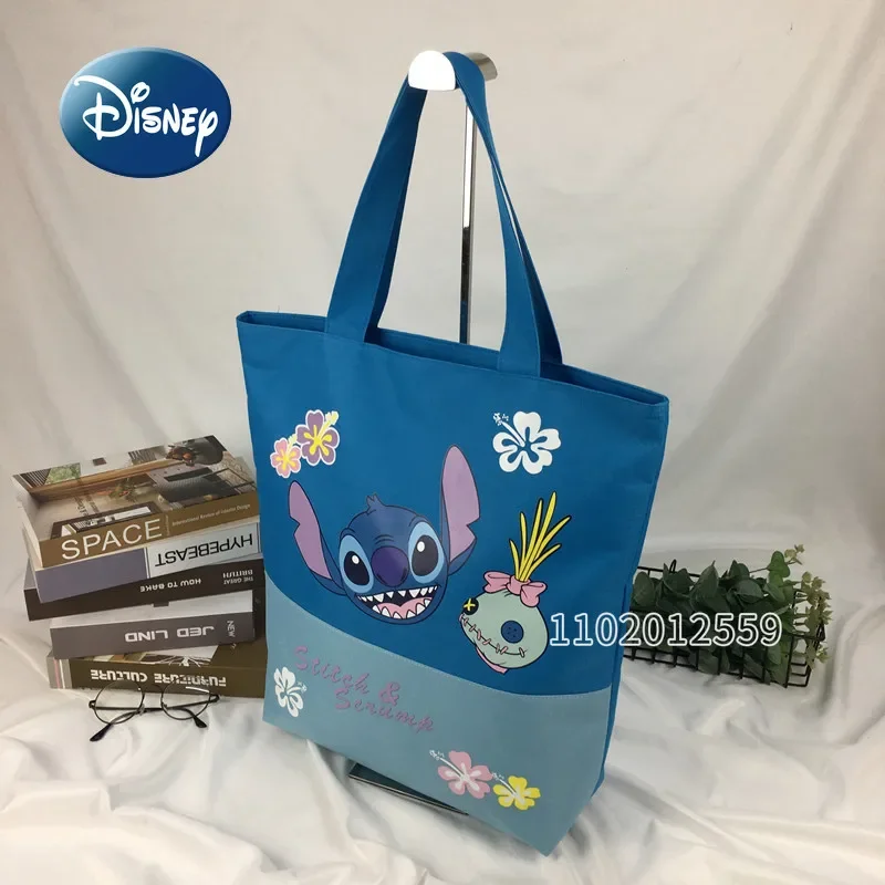 Disney Stitch New Women's Canvas Handbag Cartoon Cute Women's Shoulder Bag Large Capacity Shopping Storage Bag High Quality