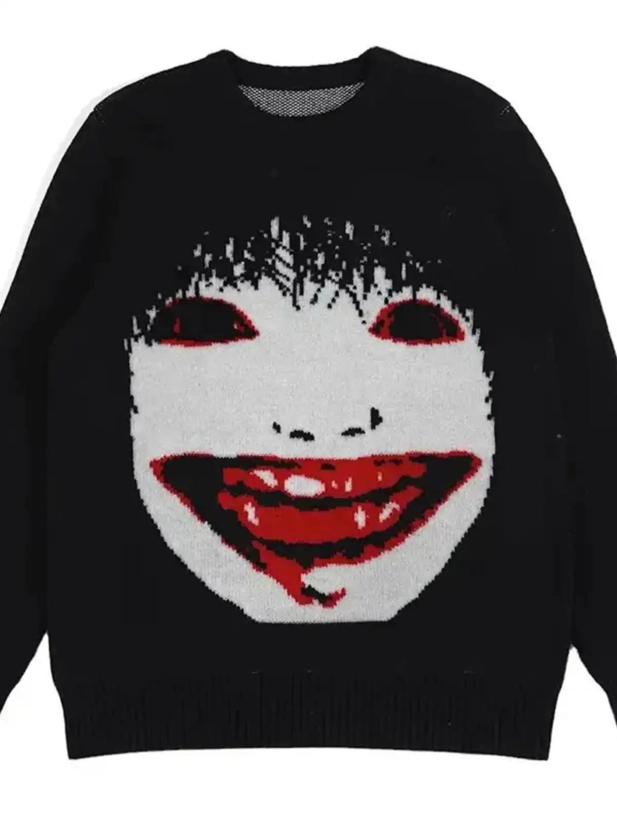 

Men's Ghost Portrait Print Pullover Sweater Y2K Sle Comfortable Fit ex Outdoor Casual Faion Winter Collection