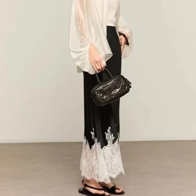 Fada renda-trim midi saia alta wasit elegante envolto hip saias longas festa 2025 tendências da moda verão roupas femininas