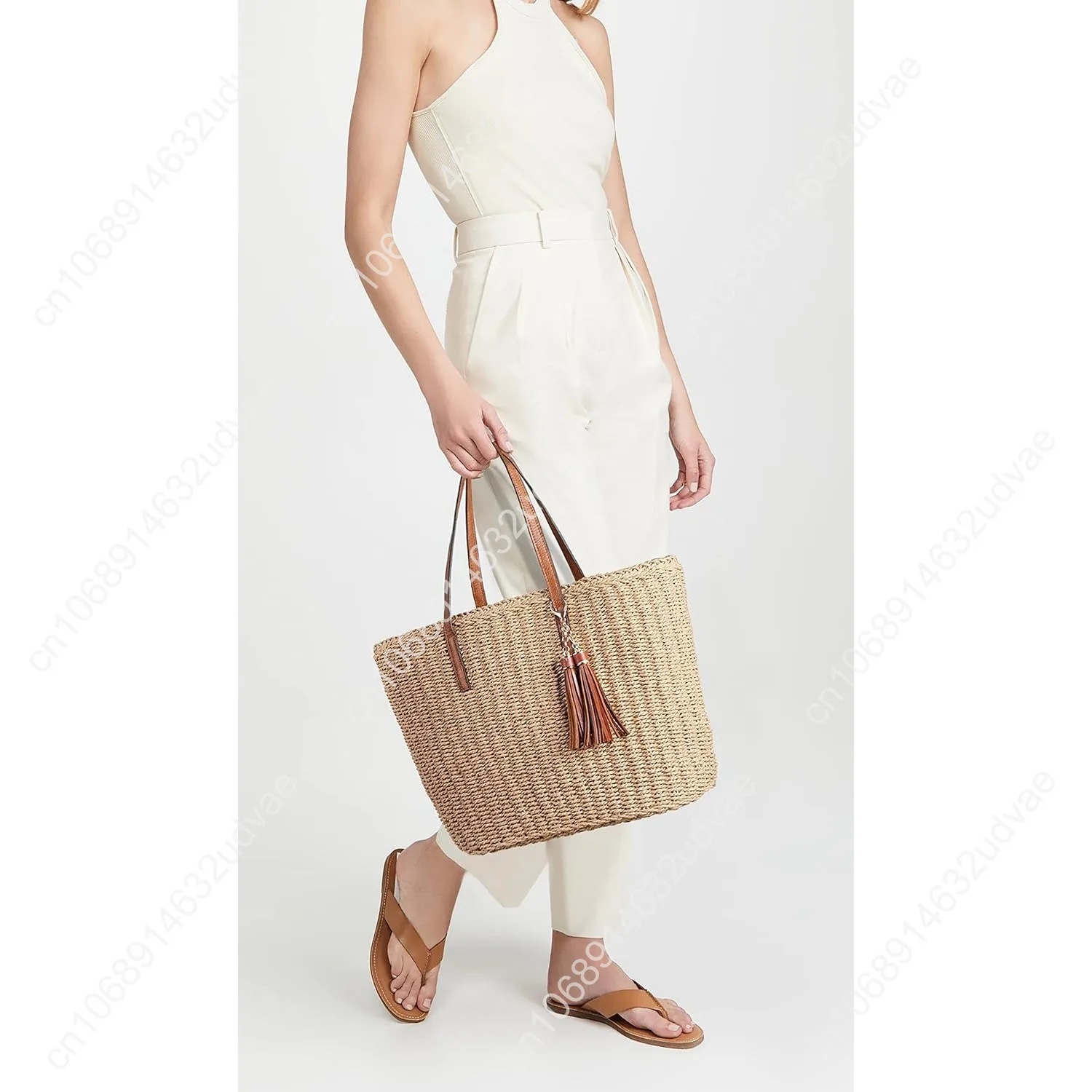 YXILEE Straw Bags For Women | M Size Travel Straw Totes Bag Woven Summer Handmade Shoulder Bag Handbag