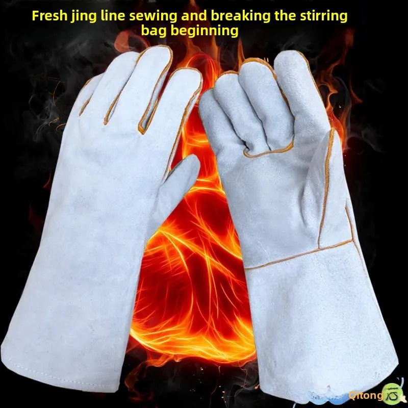 

Утолщенные кожаные сварочные перчатки с теплоизоляцией, термостойкие, мягкие, огнеупорные, для защиты рук при сварке