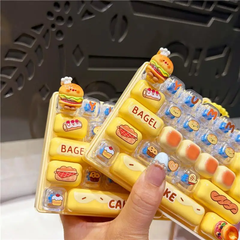 Mini Burger Bagel Decompression Fidget Toy 1Pcs 26 Key Click Button Keychain Cute Stress Reliever for Kids Birthday Gifts view 5