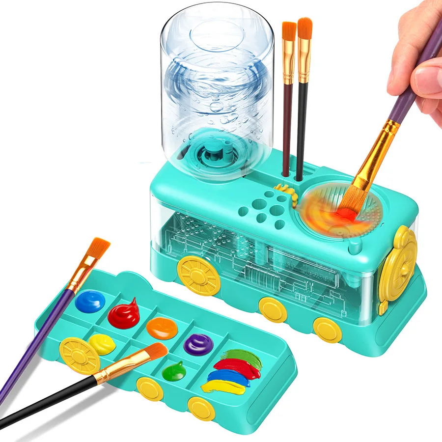 Pinselreiniger-Werkzeug Pinselreinigungsbecher mit Wasserzirkulation für Aquarell-, Öl- und Wasserfarben-Pinsel – Detail 9