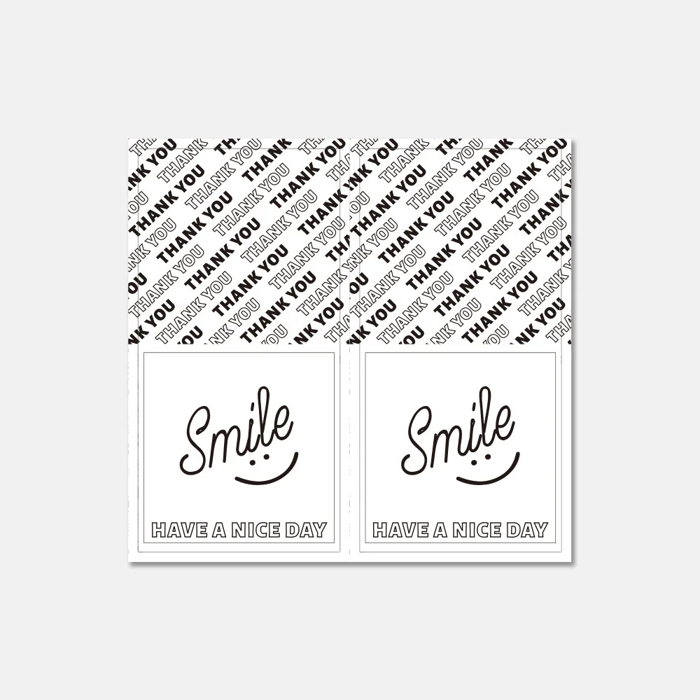 10-50Pcs 4*8CM Rectangle Smile Thank You Labels Stickers For Gift Box Package Wrapping Commodity Decor Small Business