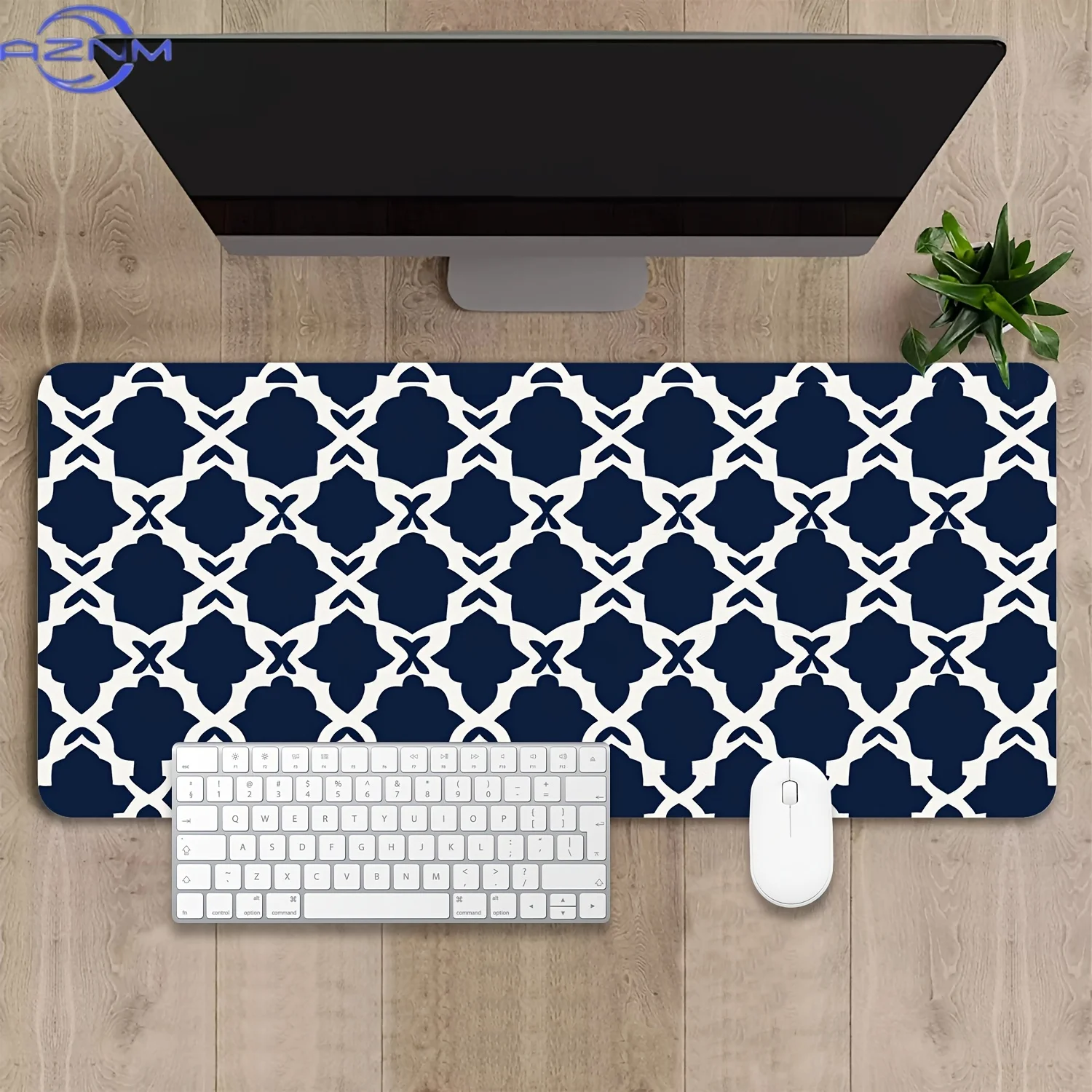 Extra Large Non-Slip Gaming and Office Desk Mat - Geometric mouse pad with Keyboard area, Spill-Proof Computer Mat for PC, Lapto