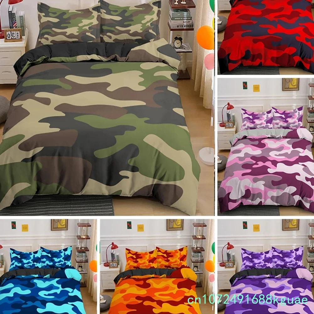 Home Textile Cool Boy Girl Kid Adult Duver Cover Set Camouflage Bedding Sets King Queen Twin Comforter Covers With Pillowcase