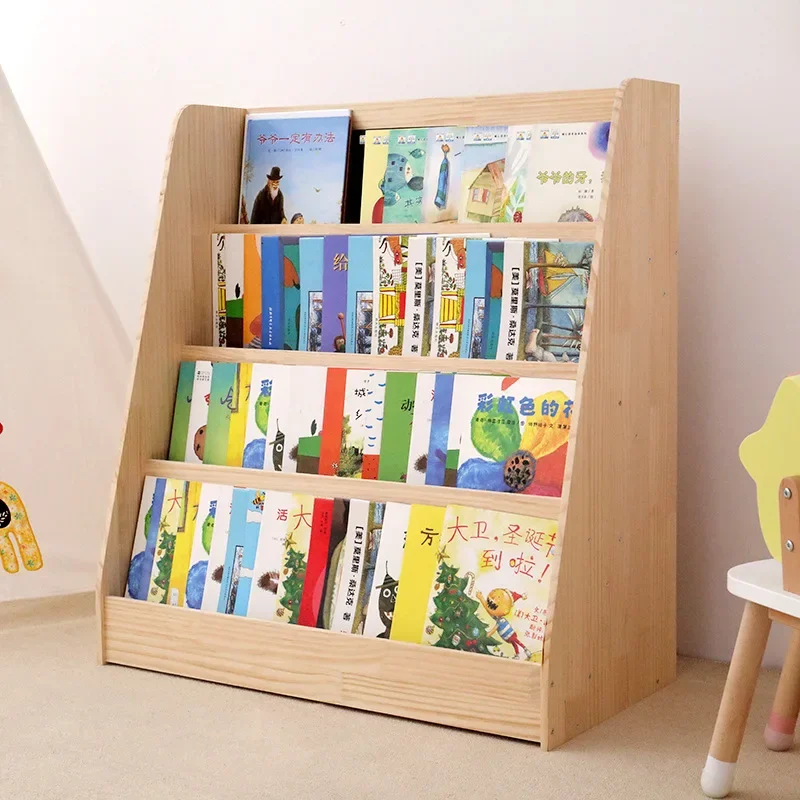 Children's Picture Books Bookshelves Solid Wood Floor Home Shelves Kindergarten Primary School Students Bookrack Storage Rack