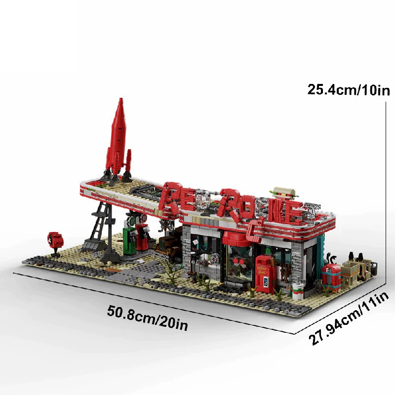 2221PCS Game Doomsday Petrol Station Buildings Sets City Architecture Shop Modular Buildings Blocks Model Kit Toy Gift for Audlt
