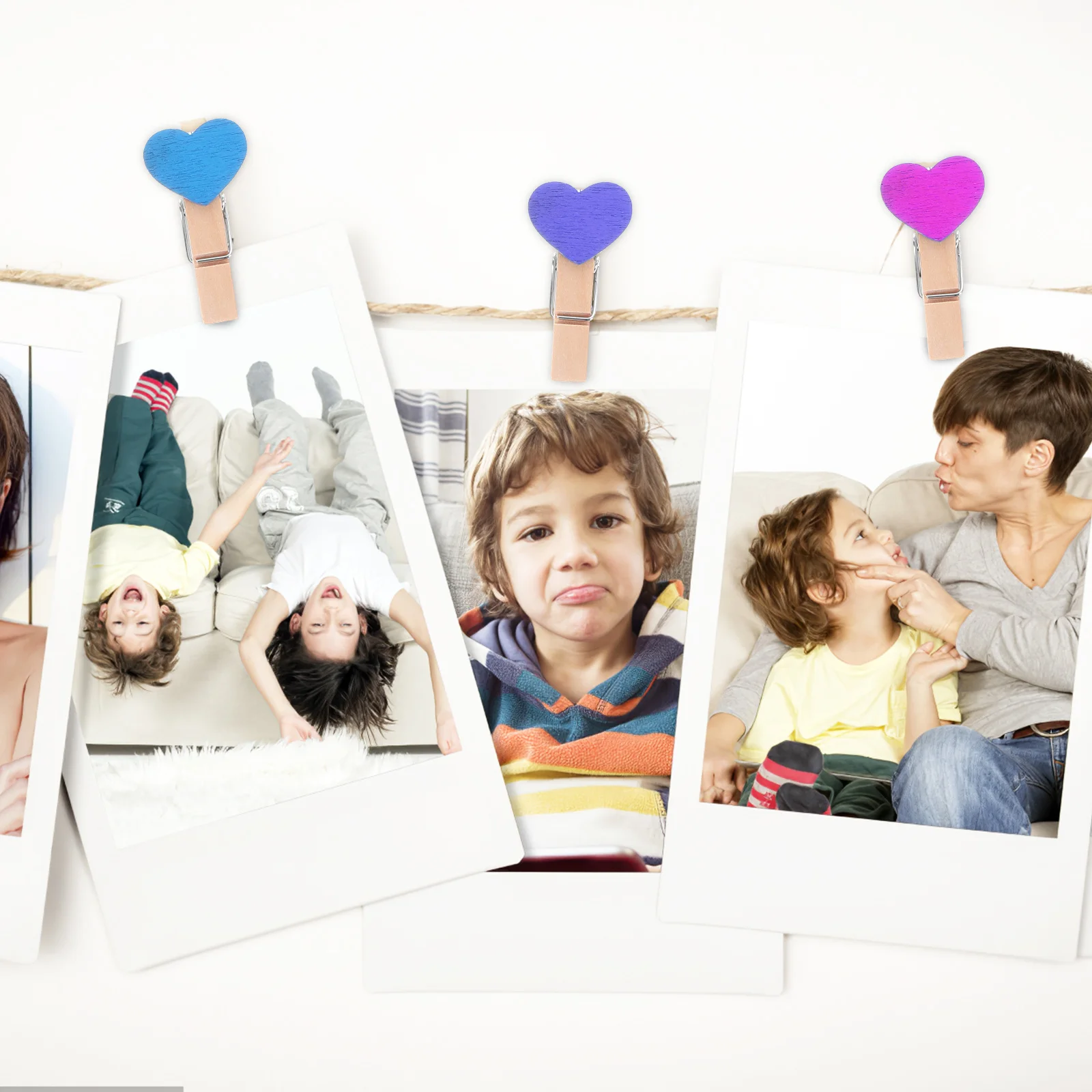 

50 pcs Colorful Wooden Clips Mini Heart-Shaped Photo Clips For Wall Hanging Craft Decoration Party Supplies Wooden Pegs Small