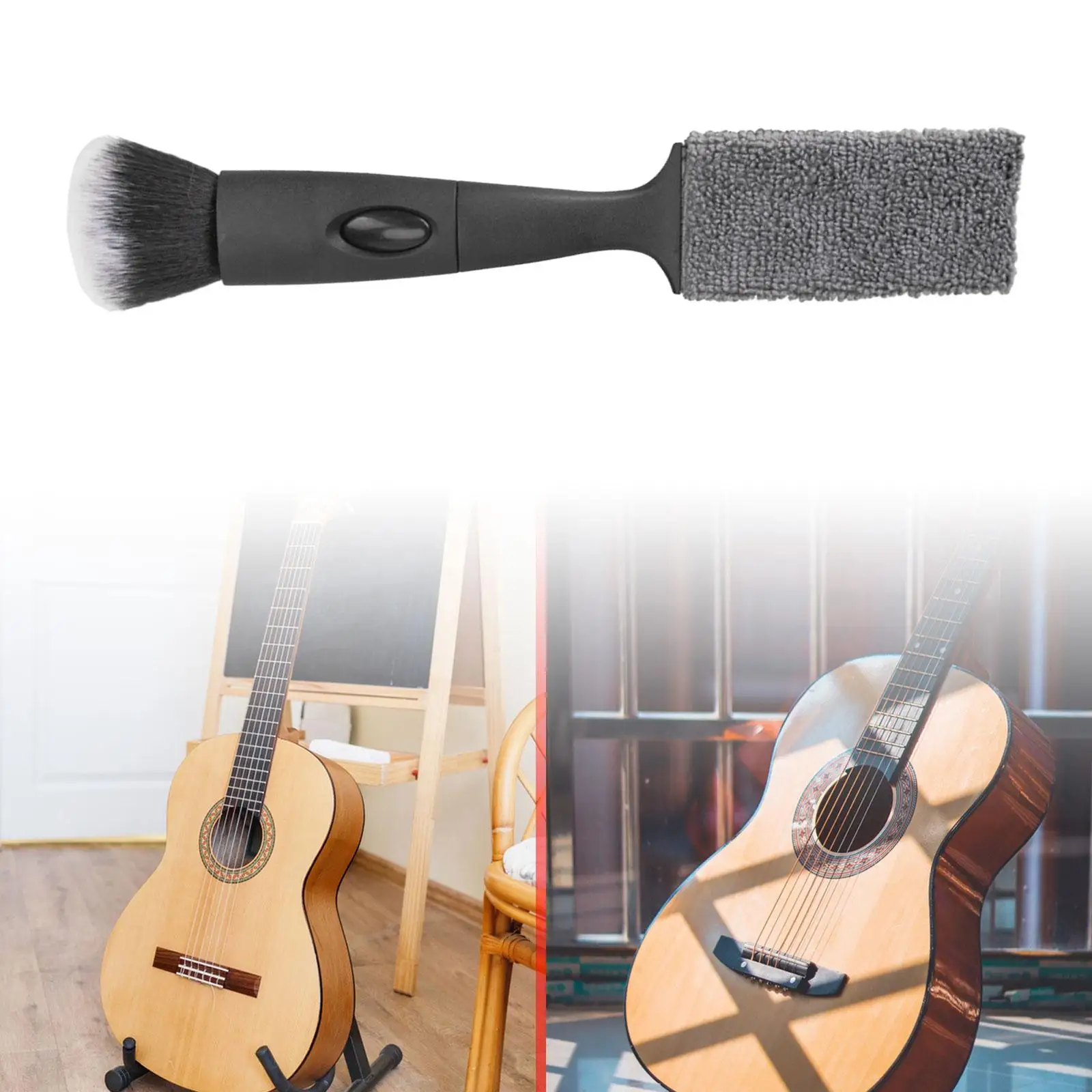 Guitar Care Brush Dust Removal Brush Double Head Musical Instrument Dedusting