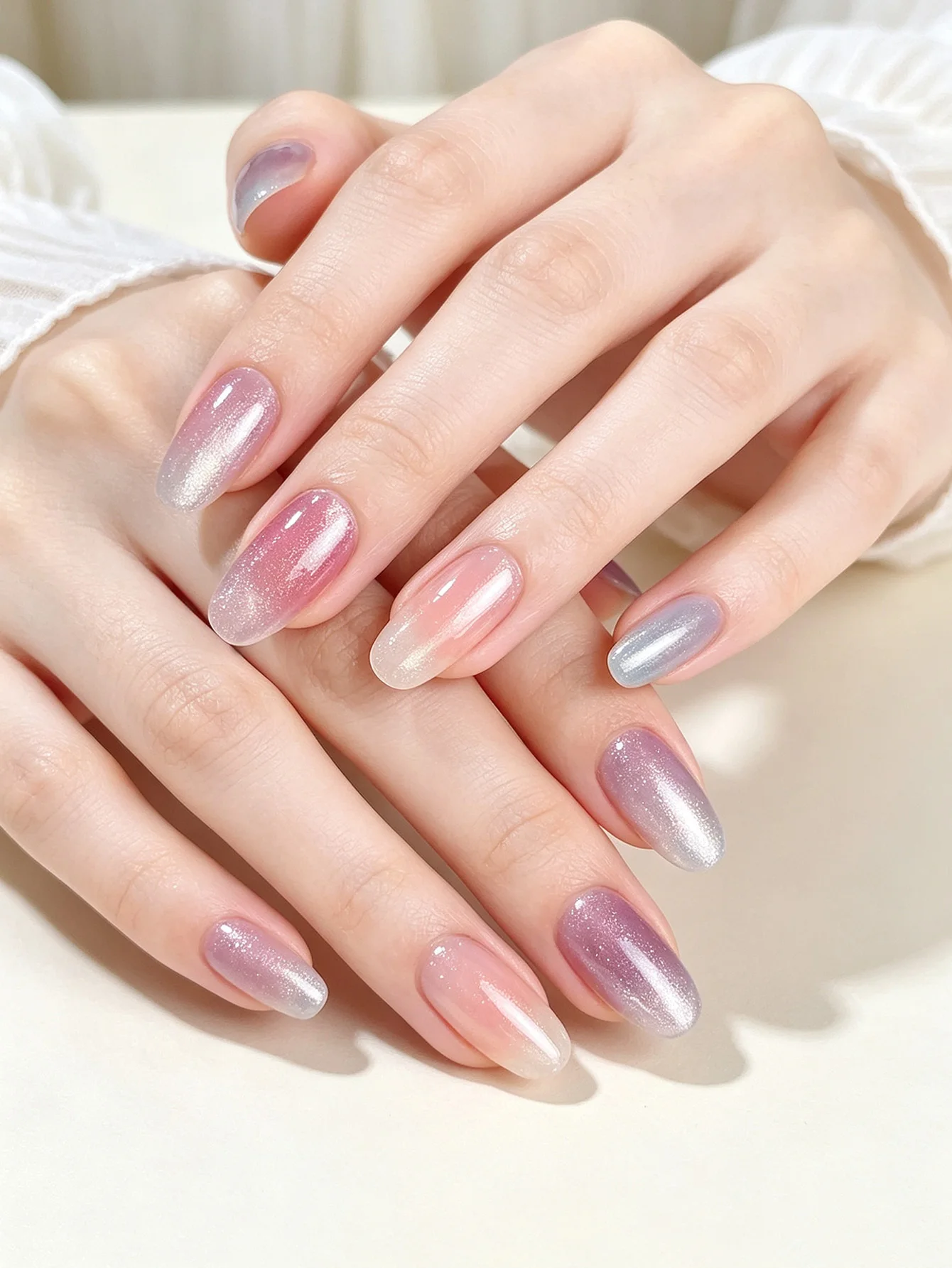 20 pieces of colorful semi-transparent nail stickers, need to use UV/LED. Long-lasting full-cover gel nail stickers, suitable fo