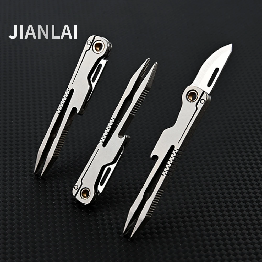 

New titanium alloy multifunctional pliers folding knife, medical EDC outdoor pocket keychain knife titanium alloy pliers