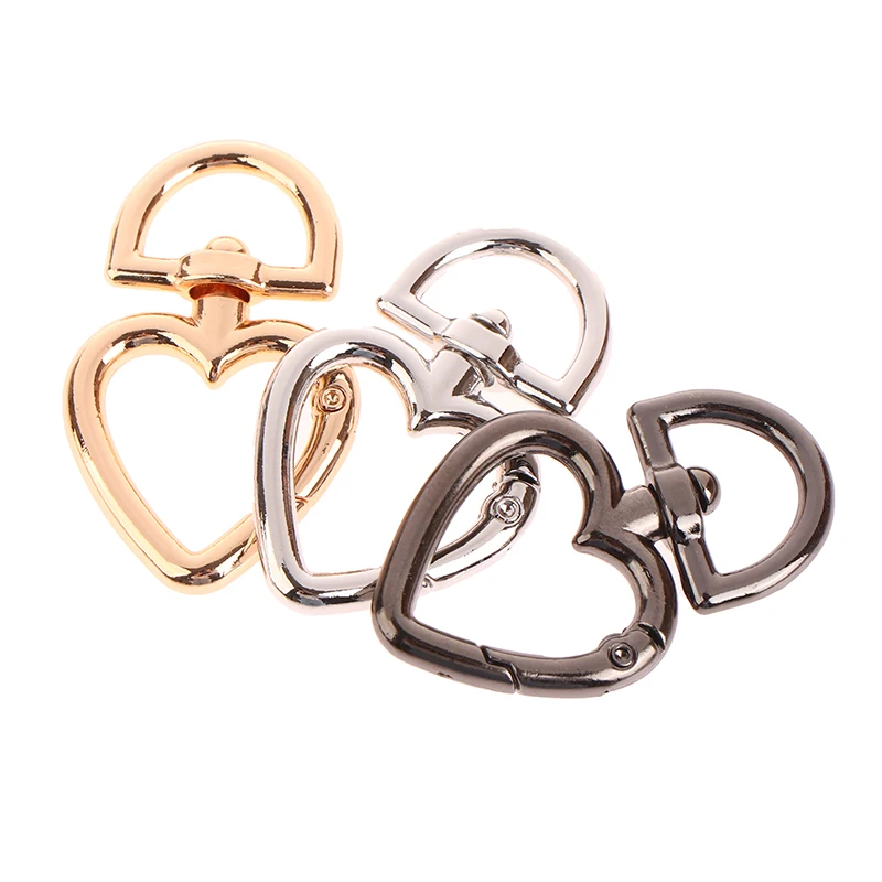 5PCS Zinc Alloy Peach Heart Shape Metal Spring Clasp Carabiner Key Ring Connectors For Keychain Snap Clasp Jewelry Material New